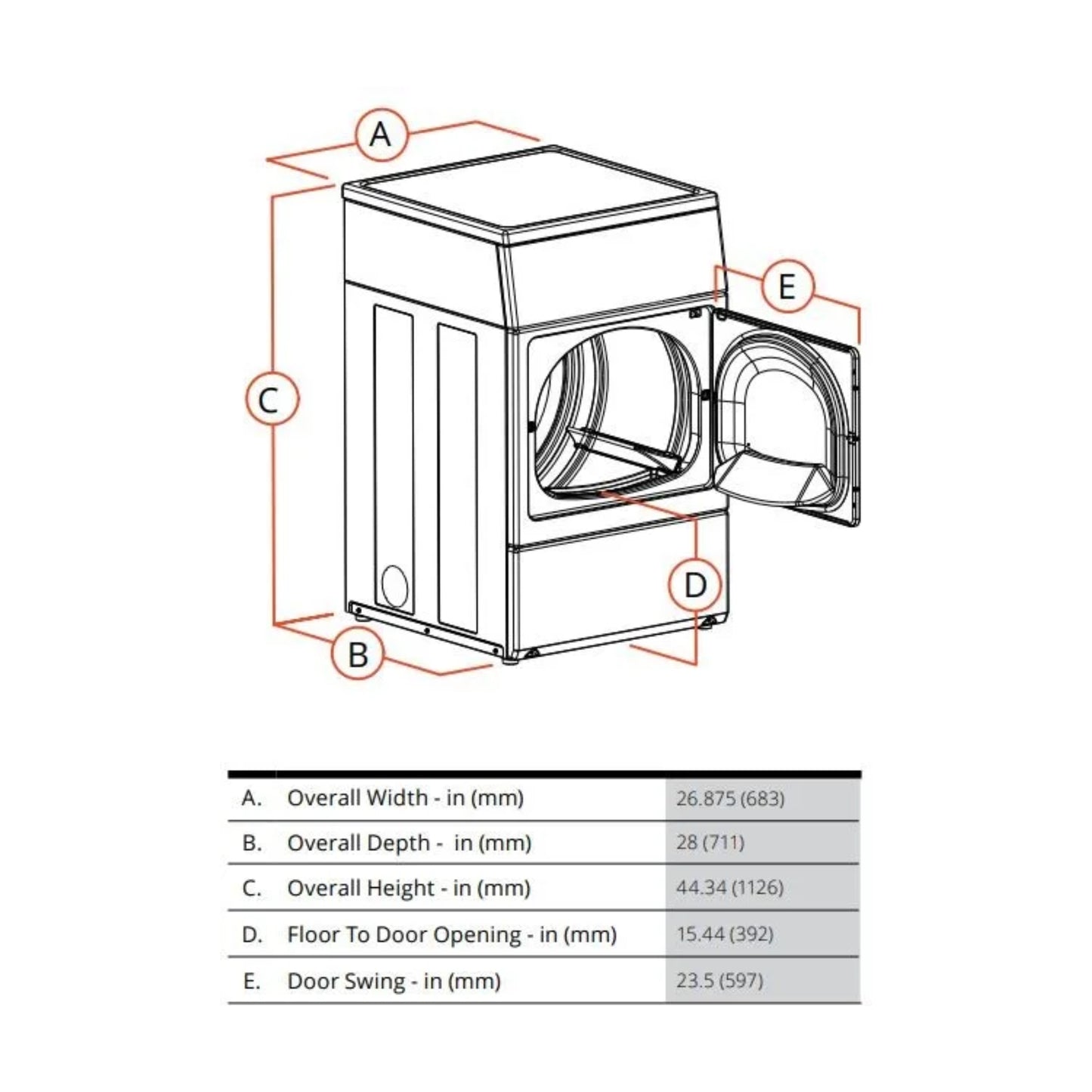 Speed Queen 27 Inch Commercial Dryer (Electric / Front Control)(ADA Compliant) SDENYAGS176TW01 (Prep for Card)