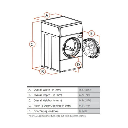 Speed Queen 27 Inch Commercial Front Load Washer (Front Control)(ADA Compliant) SFNNYASP116TW01 (Prep for Card)