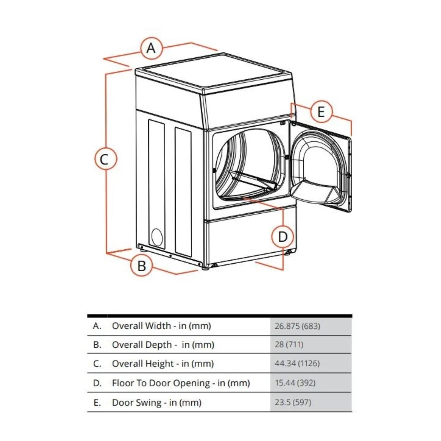 Speed Queen 27 Inch Commercial Dryer (Gas / Front Control)(ADA Compliant) SDGNYAGS116TW01 (Prep for Card)