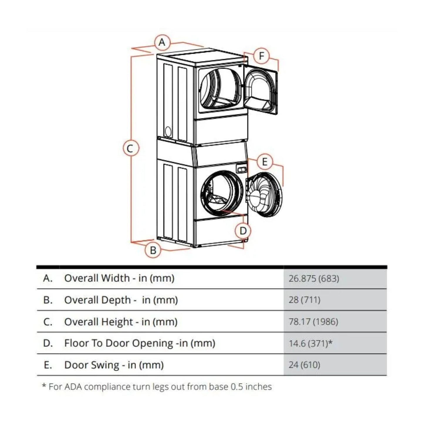 Speed Queen 27 Inch Commercial Laundry Center (Electric)(ADA Compliant) STENCASP176TW01 (Prep for Coin)