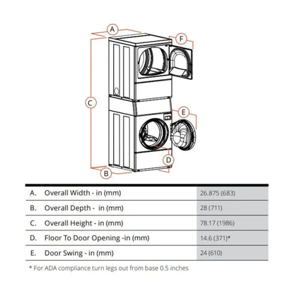 Speed Queen 27 Inch Commercial Laundry Center (Electric)(ADA Compliant) STENCASP176TW01 (Prep for Coin)