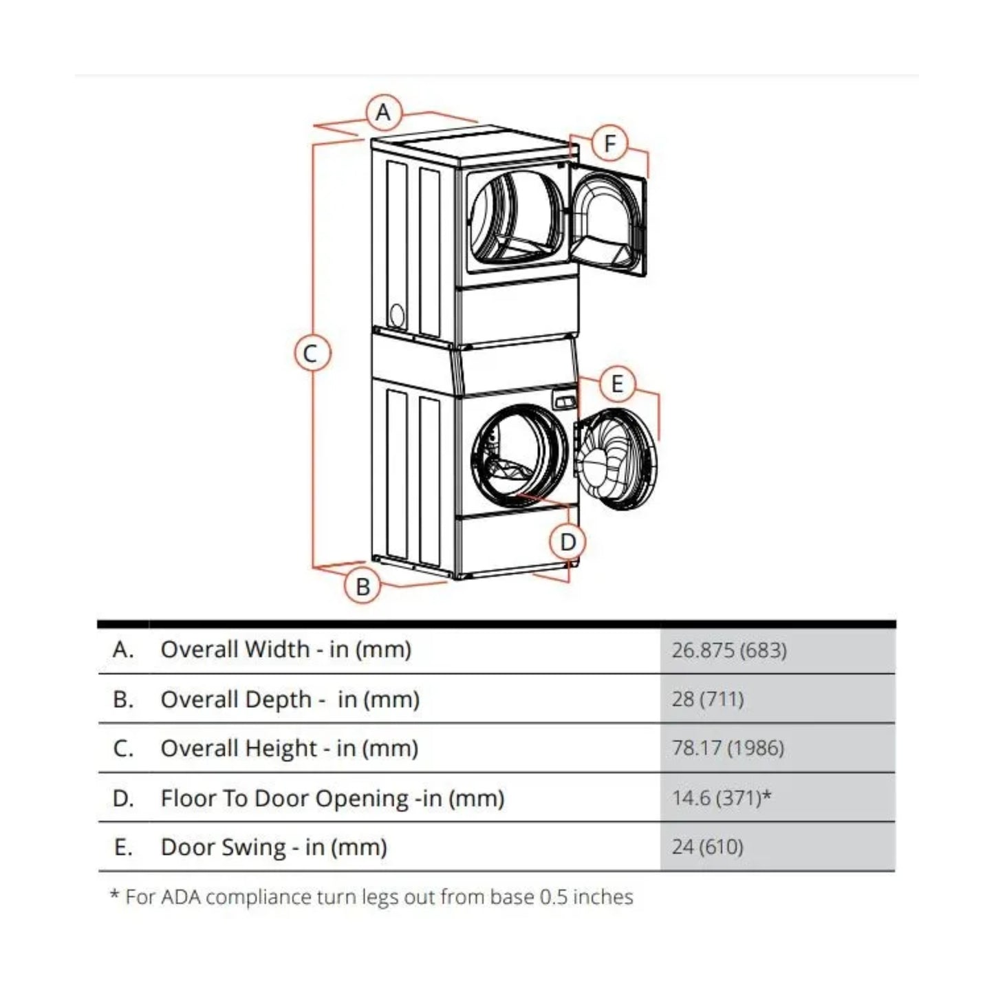 Speed Queen 27 Inch Commercial Laundry Center (Electric)(ADA Compliant) STENYASP176TW01 (Prep for Card)