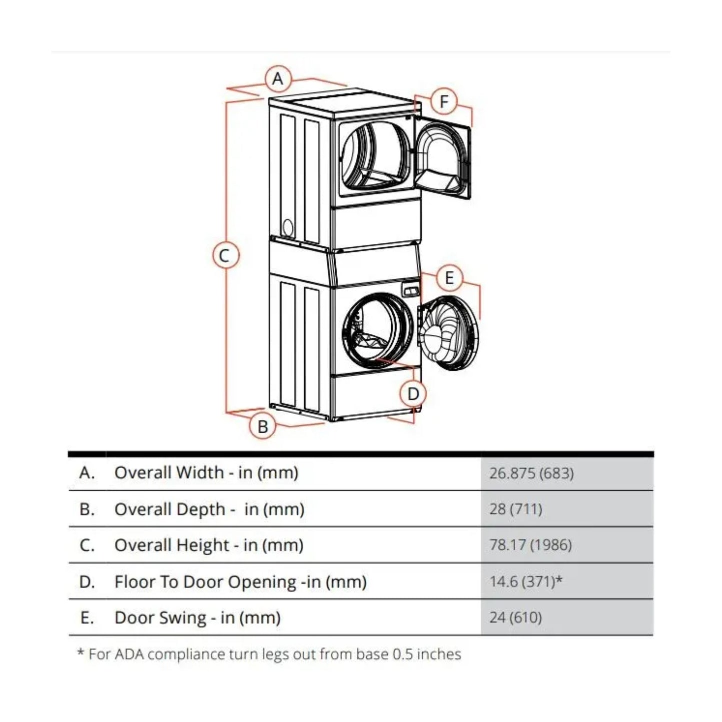 Speed Queen 27 Inch Commercial Laundry Tower (Gas) (ADA Compliant) STGNYASP116TW01 (Prep for Card)