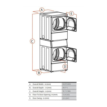 Speed Queen 27 Inch Commercial Stacked Dryer (Electric)(ADA Compliant) SSENCAGS176TW01 (Prep for Coin)