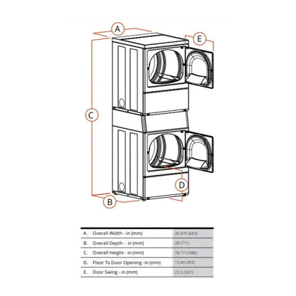 Speed Queen 27 Inch Commercial Stacked Smart Dryer (Gas)(ADA Compliant) SSGNYAGS116TW01 / SSGNYFGS116TW01 (Prep for Card)